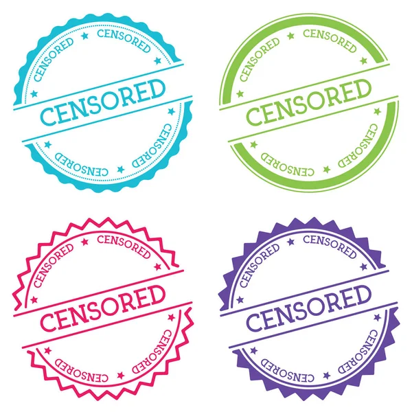 Düz beyaz arka plan üzerinde izole sansürlü rozet stil yuvarlak etiket metin dairesel amblemi ile