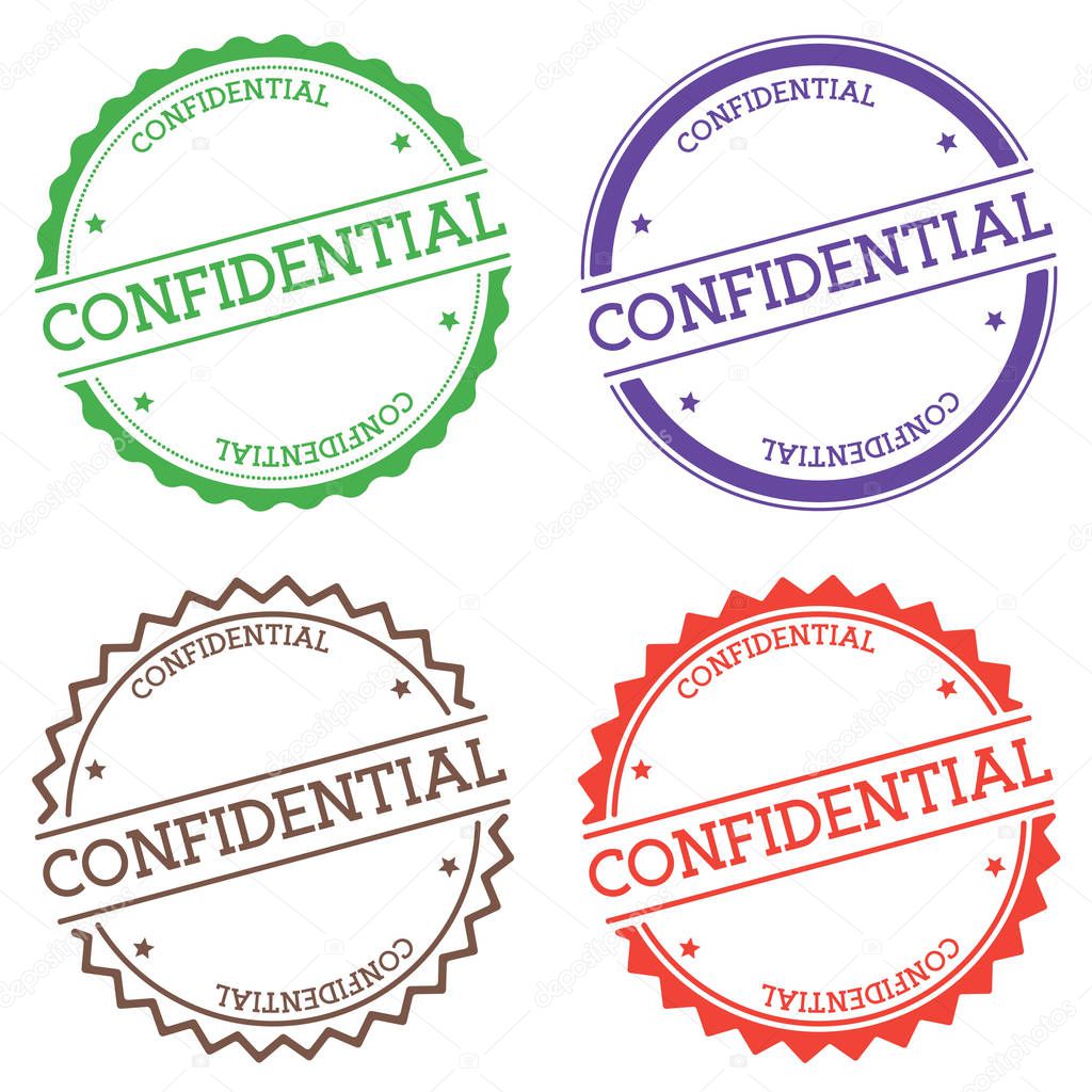 Confidential badge isolated on white background Flat style round label with text Circular emblem