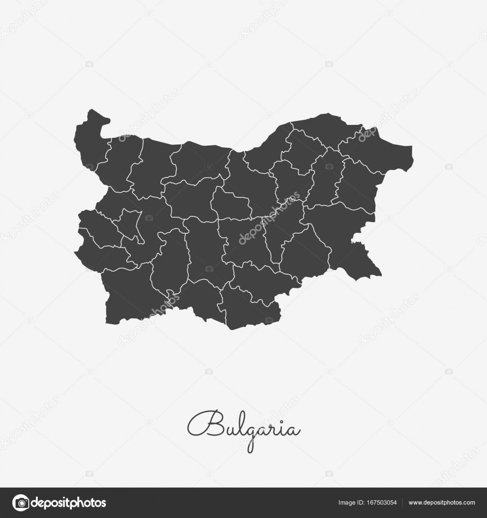Bulgaria region map grey outline on white background Detailed map of