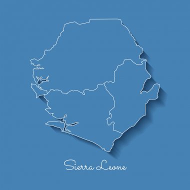 Sierra Leone bölge harita mavi beyaz anahat ve gölge üzerinde mavi arka plan Detaylı Haritası