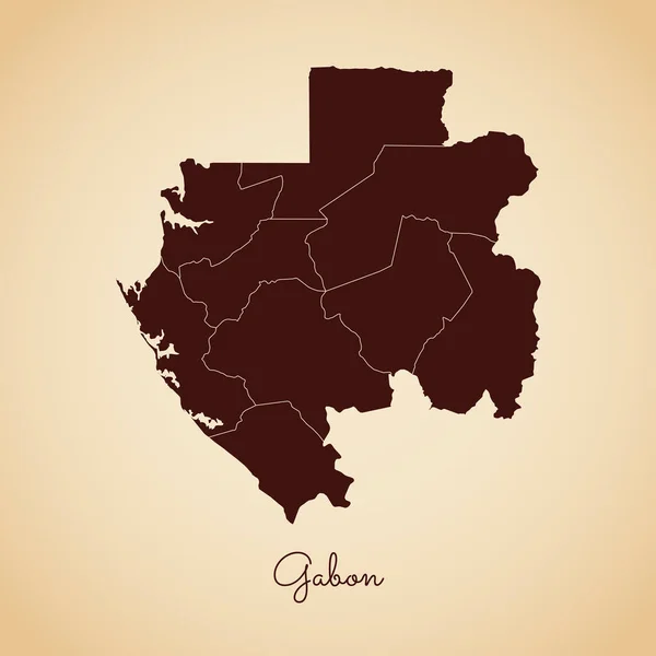 古い紙背景詳細にガボン地域マップ茶色のレトロなスタイルのアウトラインは、ガボンの地域の地図します。 — ストックベクタ