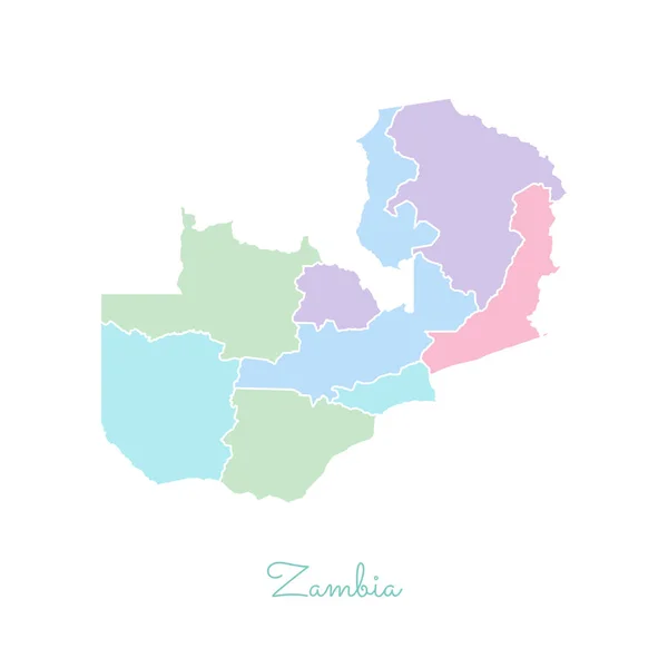 잠비아 지역 잠비아 지역 벡터 일러스트 레이 션의 흰색 윤곽선 상세한 지도 함께 화려한 지도 — 스톡 벡터