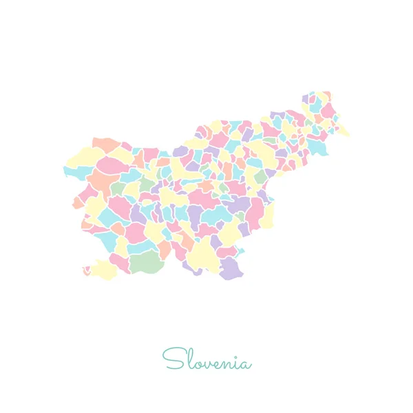Slowenien Landkarte bunt mit weißen Umrissen Detailkarte der slowenischen Regionen Vektor — Stockvektor