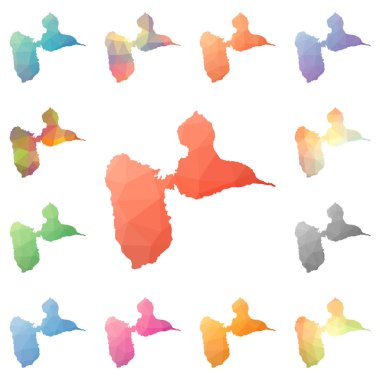 Basseterre Adası geometrik poligonal mozaik tarzı ada koleksiyonu parlak soyut haritalar