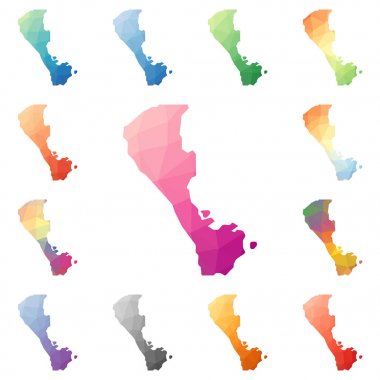 Boracay geometrik poligonal mozaik tarzı ada koleksiyonu parlak soyut mozaik düşük haritalar