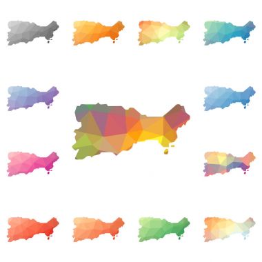 Capri geometrik poligonal mozaik tarzı ada koleksiyonu parlak soyut mozaik düşük haritalar