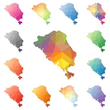 İki nokta üst üste Adası geometrik poligonal mozaik tarzı ada koleksiyonu parlak soyut mozaik haritalar