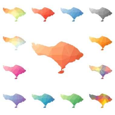 Bali geometrik poligonal mozaik tarzı ada koleksiyonu parlak soyut mozaik düşük haritalar