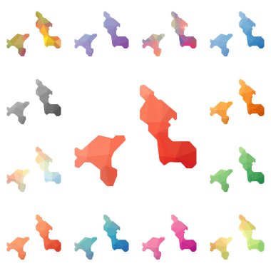 Cooper Adası geometrik poligonal mozaik tarzı ada koleksiyonu parlak soyut haritalar