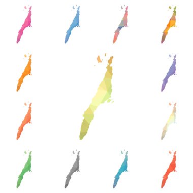 Cebu geometrik poligonal mozaik tarzı ada koleksiyonu parlak soyut mozaik düşük haritalar