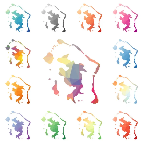 Bora Bora geometrik poligonal mozaik tarzı ada koleksiyonu parlak soyut mozaik haritalar