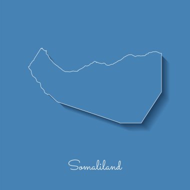 Somaliland bölgesi harita mavi beyaz anahat ve gölge üzerinde mavi arka plan Detaylı Haritası
