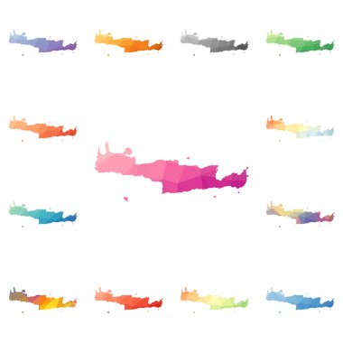 Crete geometrik poligonal mozaik tarzı ada koleksiyonu parlak soyut mozaik düşük haritalar