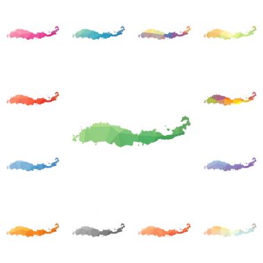 Flores geometrik poligonal mozaik tarzı ada koleksiyonu parlak soyut mozaik düşük haritalar