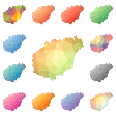 Hainan geometrik poligonal mozaik tarzı ada koleksiyonu parlak soyut mozaik düşük haritalar