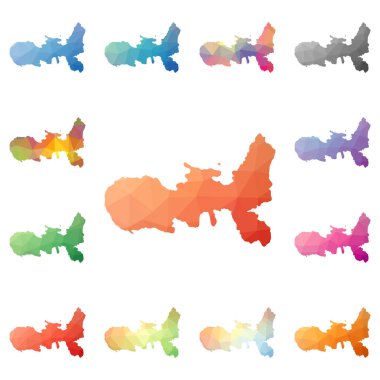 Elba geometrik poligonal mozaik tarzı ada koleksiyonu parlak soyut mozaik düşük haritalar