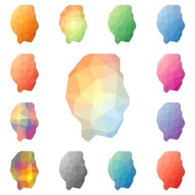 Gili Trawangan geometrik poligonal mozaik tarzı ada koleksiyonu parlak soyut haritalar