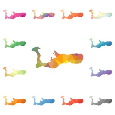 Grand Cayman geometrik poligonal mozaik tarzı ada koleksiyonu parlak soyut mozaik haritalar