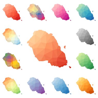 Graciosa geometrik poligonal mozaik tarzı ada koleksiyonu parlak soyut mozaik düşük haritalar