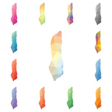 Grand Turk Island geometrik poligonal mozaik tarzı ada koleksiyonu parlak soyut haritalar