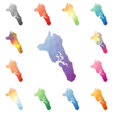 Havelock Adası geometrik poligonal mozaik tarzı ada koleksiyonu parlak soyut haritalar