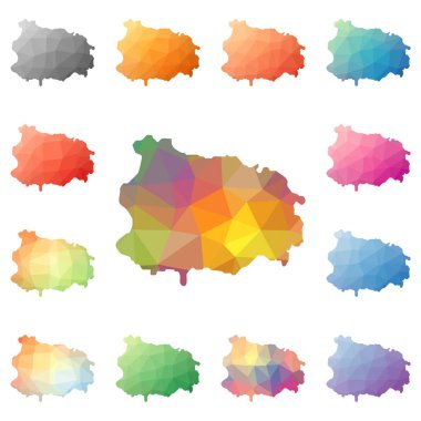 Ischia geometrik poligonal mozaik tarzı ada koleksiyonu parlak soyut mozaik düşük haritalar