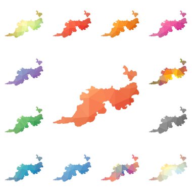 Guana Adası geometrik poligonal mozaik tarzı ada koleksiyonu parlak soyut mozaik haritalar