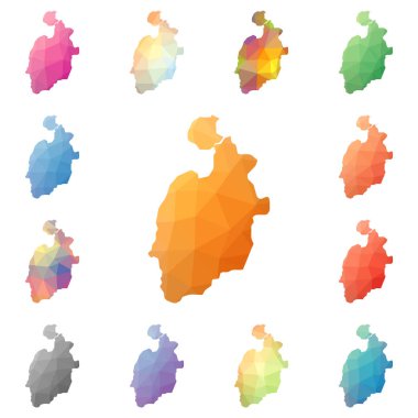 Isla de Providencia geometrik poligonal mozaik tarzı ada koleksiyonu parlak soyut haritalar