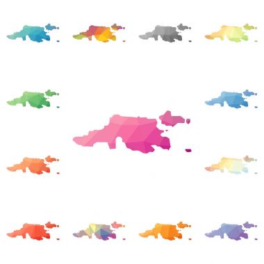 Koleksiyon parlak soyut Jost Van Dyke geometrik poligonal mozaik tarzı ada haritalar