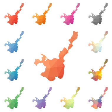 Ishigaki geometrik poligonal mozaik tarzı ada koleksiyonu parlak soyut mozaik düşük haritalar