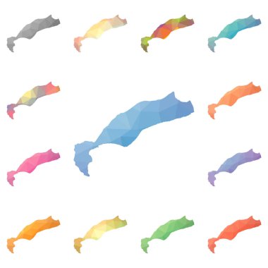 Kos geometrik poligonal mozaik tarzı ada koleksiyonu parlak soyut mozaik düşük Poli haritalar