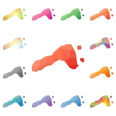 Ko Lipe geometrik poligonal mozaik tarzı ada koleksiyonu parlak soyut mozaik düşük haritalar