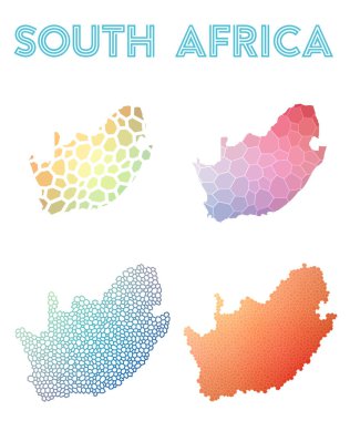 Güney Afrika köşeli harita mozaik tarzı koleksiyon parlak soyut mozaik geometrik haritalar