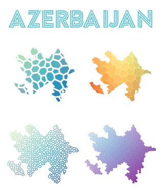Azerbaycan poligonal harita mozaik tarzı koleksiyon parlak soyut mozaik geometrik düşük haritalar