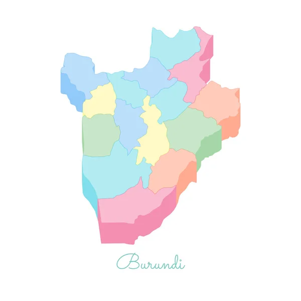 Burundi region map colorful isometric top view Detailed map of Burundi regions Vector — Stock Vector