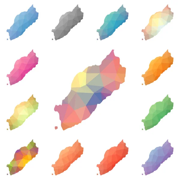 Itsukushima géométrique polygonale mosaïque style île cartes collection tessellation abstraite lumineuse — Image vectorielle