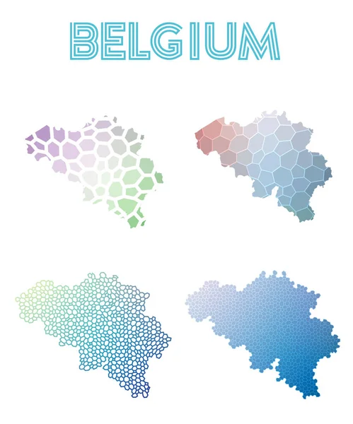 Bélgica mapa poligonal Colección de mapas de estilo mosaico teselado abstracto brillante geométrico bajo — Vector de stock