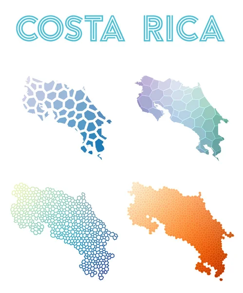 Costa Rica mapa poligonal Colección de mapas de estilo mosaico teselado abstracto brillante geométrico bajo — Vector de stock