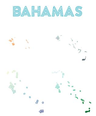Bahamalar poligonal harita mozaik tarzı koleksiyon parlak soyut mozaik geometrik düşük haritalar