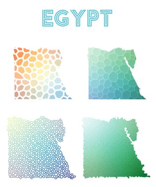 Mısır poligonal harita mozaik tarzı koleksiyon parlak soyut mozaik geometrik düşük haritalar