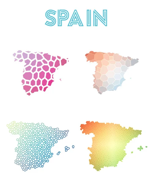 Espanha mapa poligonal Mosaico coleção mapas estilo Brilhante abstrato tesselação geométrica baixa — Vetor de Stock