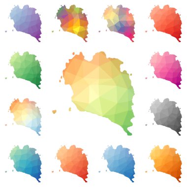 Ko Pha Ngan geometrik poligonal mozaik tarzı ada koleksiyonu parlak soyut mozaik haritalar