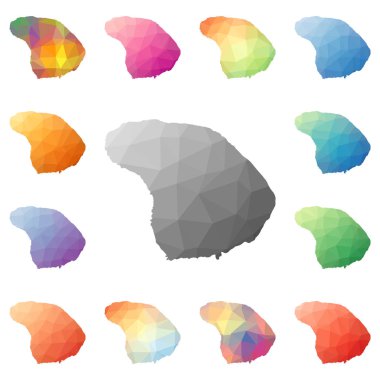 Lanai geometrik poligonal mozaik tarzı ada koleksiyonu parlak soyut mozaik düşük haritalar