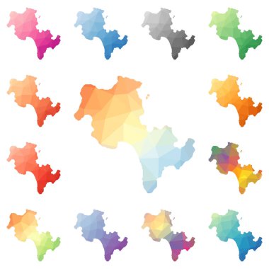 Koh Rong geometrik poligonal mozaik tarzı ada koleksiyonu parlak soyut mozaik düşük haritalar