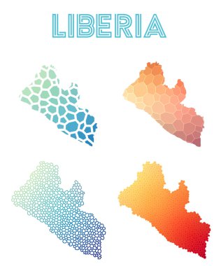 Liberya poligonal harita mozaik tarzı koleksiyon parlak soyut mozaik geometrik düşük haritalar