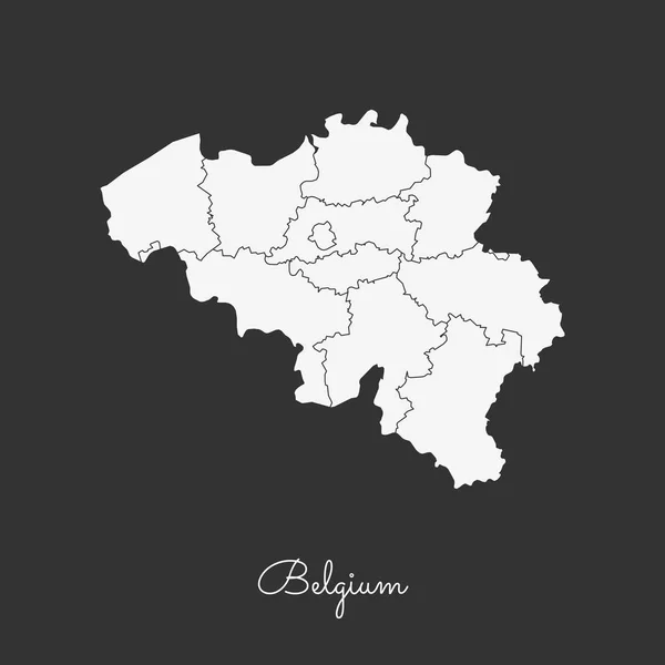 Carte de la région Belgique contour blanc sur fond gris Carte détaillée des régions Belgique Vecteur — Image vectorielle
