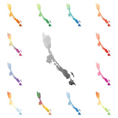 Losinj geometrik poligonal mozaik tarzı ada koleksiyonu parlak soyut mozaik düşük haritalar