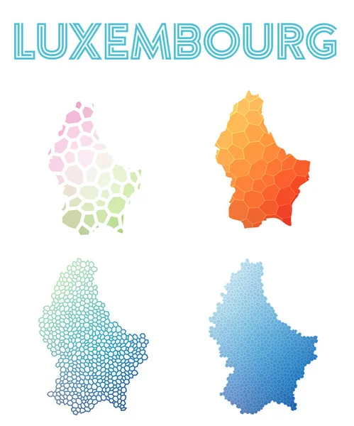 Luxemburg veelhoekige kaart mozaïek stijl kaarten collectie heldere abstracte mozaïekpatroon geometrische laag — Stockvector