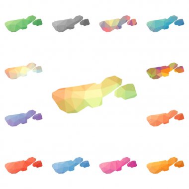 Madre de Dios Adası geometrik poligonal mozaik tarzı ada koleksiyonu parlak soyut haritalar