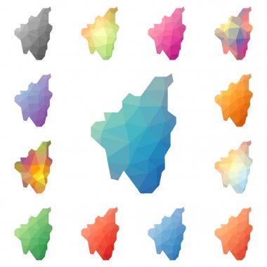 Lobos Adası geometrik poligonal mozaik tarzı ada koleksiyonu parlak soyut mozaik haritalar